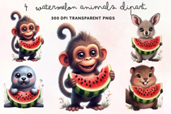 Watermelon Animals Clipart PNG Product Image 1