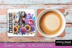 Dog Square Coaster - Dog Mom Floral Coaster Sublimation Product Image 1