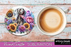 Weimaraner Round Coaster Dog Sublimation Floral PNG Product Image 1