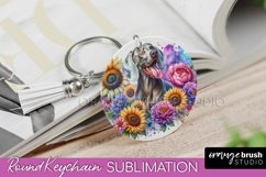 Weimaraner Keychain Dog Sublimation Floral PNG Product Image 1