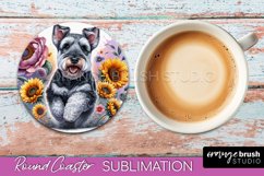 Welsh Terrier Round Coaster Dog Sublimation Floral PNG Product Image 1