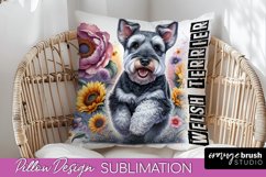 Dog Pillow Cover - Dog Mom Floral Pillow Sublimation Product Image 1