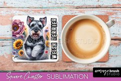 Dog Square Coaster - Dog Mom Floral Coaster Sublimation Product Image 1