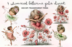 Whimsical Ballerina Girls Clipart PNG Product Image 1