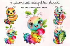 Whimsical Caterpillar Clipart PNG Product Image 1