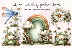 Whimsical Daisy Garden Clipart PNG Product Image 1