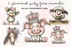 Whimsical Quirky Farm Animals Clipart PNG Product Image 1