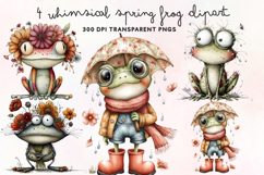 Whimsical Spring Frog Clipart PNG Product Image 1