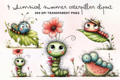 Whimsical Summer Caterpillar Clipart PNG Product Image 1