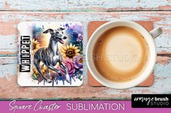 Dog Square Coaster - Dog Mom Floral Coaster Sublimation Product Image 1