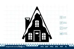Winter House SVG | Cozy Snowy Cabin Cut File Product Image 1