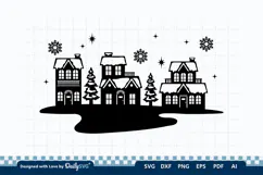 Winter Village Decal SVG | Snowy Christmas Scene Cut File Product Image 2