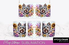 Yorkshire Terrier Mug Wrap Dog Sublimation Floral PNG Product Image 1