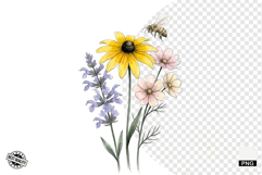 Summer Wildflowers &amp; Bird &amp; Insect Clipart - Houseplant PNG Product Image 1