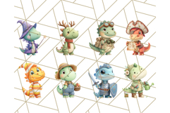 Dinosaur Costume Clipart, Cute Dinos in Halloween Outfits Product Image 2