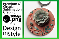 Artistic Keychain Circle Design PNG , 3D Flower Product Image 1