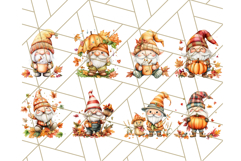 Fall Gnome PNG Clipart, Cute Autumn Gnomes with Pumpkins Product Image 2