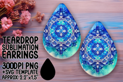 Sophisticated Teardrop Earrings PNG Artwork , Watercolor Pat Product Image 1