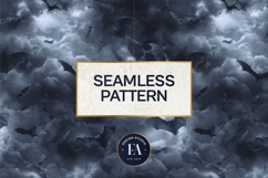 Bats Night Sky Pattern, Dark Gothic Bat Seamless Paper Product Image 3