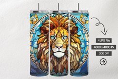 Lion Stained Glass Square Coaster - 04 Variations Product Image 1