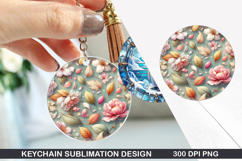 Flower Keychain Sublimation - Autumn Keychain PNG Design Product Image 1
