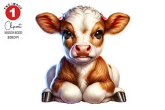 Cute Cow Clipart, Animals Clipart Sublimation Product Image 1