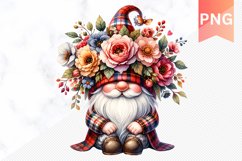 Floral Gnome Sublimation - Gnome Clipart Design Product Image 1