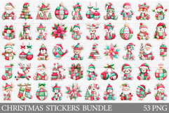 Patchwork Christmas Stickers. Christmas Stickers Bundle Product Image 1