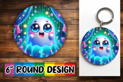 Bright Circle Ornaments Design PNG, 3D Cute Ghost Product Image 1