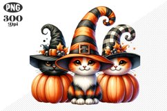 Halloween Cat And Pumpkin Sublimation - Clipart PNG Design Product Image 1