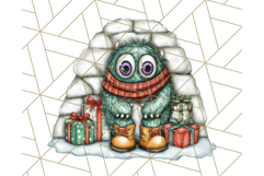 Christmas Monster Clipart, Funny Holiday Creature PNG Art Product Image 2