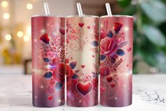Flowers &amp; Hearts Valentine's Day Tumbler Wrap Sublimation Product Image 1