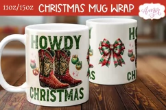Howdy Chirstmas mug wrap PNG, Western Christmas coffee mug Product Image 3