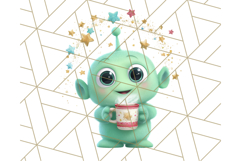 Alien Christmas Clipart, Cute Outer Space Holiday PNG Product Image 2