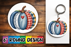 Playful Circle Car Coaster Sublimation, Pumpkin Watercolor Product Image 1