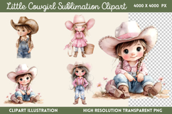 Little Cowgirl Clipart Sublimation PNG Product Image 1