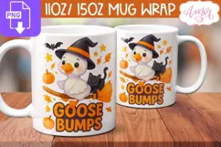 Goose bumps mug wrap PNG, Cute Halloween goose mug PNG Product Image 2