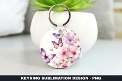 Butterfly &amp; flowers Keychain Sublimation PNG Design Product Image 1