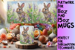 Whimsical Watercolor Bunny Mug Art: Springtime Bliss Product Image 1