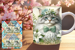 Sublimation 15oz Mug Wrap Png Design , Cute Cat Product Image 1