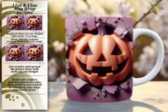 Stylish 11oz Mug Wrap Png Design , 3D Pumpkin Product Image 1