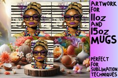 Melanin Muse: Elegant Portrait Pattern Mug Wrap,11oz/15oz Product Image 1