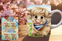 Stunning 11oz Mug Wrap Png Template , Cute Cow Product Image 1