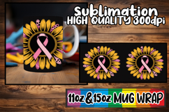 Joyful sips 11oz 15oz sublimation wrap, Breast Cancer Product Image 1