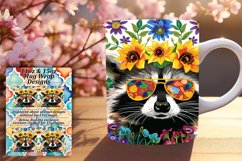 Bright Raccoon with Flowers Mug Wrap Design Product Image 1