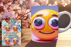 Stylish 15oz Mug Wrap Png Artwork , 3D Emoji Product Image 1
