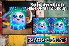Blissful sunsets 11oz 15oz sublimation wrap, 3D Cute Ghost Product Image 1