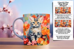 Vibrant Cat Mug Wrap with Floral Art Product Image 1