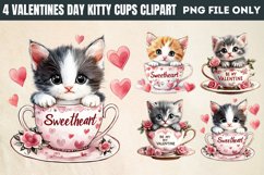Valentines Day Kitty Cups Clipart PNG Product Image 1