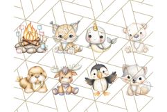 Cute Arctic Animal Clipart PNG, Cute Winter Animals Png Product Image 2